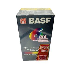 BASF VHS Blank Tapes 3 Pack BASF 1  T-130 6.5 Hour & 2 T-120 6 Hour Extra Time